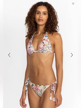 Johnny Was Neon Jungle String Eyelet Bikini Floral Size Small NWOT